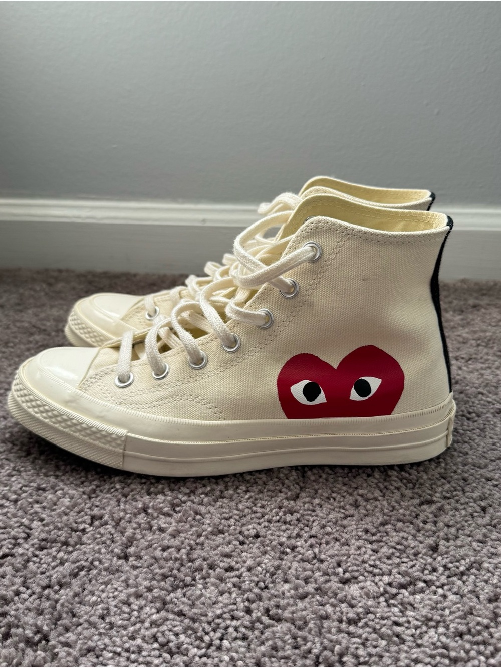 Comme Des Garçons PLAY x Converse Chuck Taylor High Top Sneakers - Beige / Cream